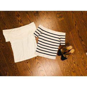 Stripped Club Monaco off the shoulder top